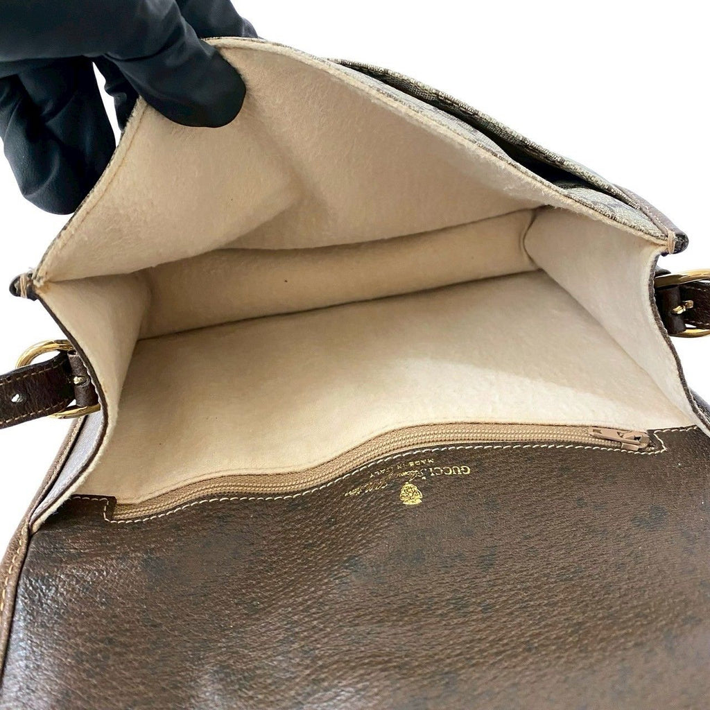Gucci Vintage GG Logo Leather Shoulder Bag Pochette Crossbody Brown — view 9