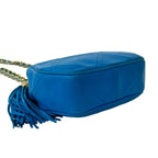 Chanel Card and CC Logo Fringe Lambskin Leather Chain Shoulder Bag Blue — view 7