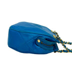 Chanel Card and CC Logo Fringe Lambskin Leather Chain Shoulder Bag Blue — view 6
