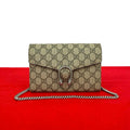 Gucci Dionysus GG Supreme Leather Chain Shoulder Bag Wallet Pochette Brown