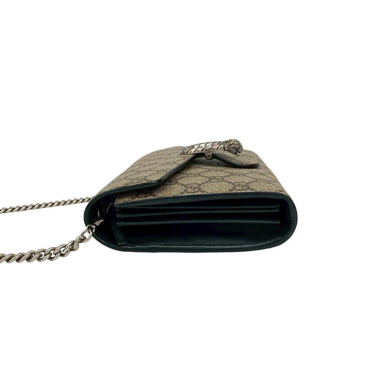 Gucci Dionysus GG Supreme Leather Chain Shoulder Bag Wallet Pochette Brown — view 5