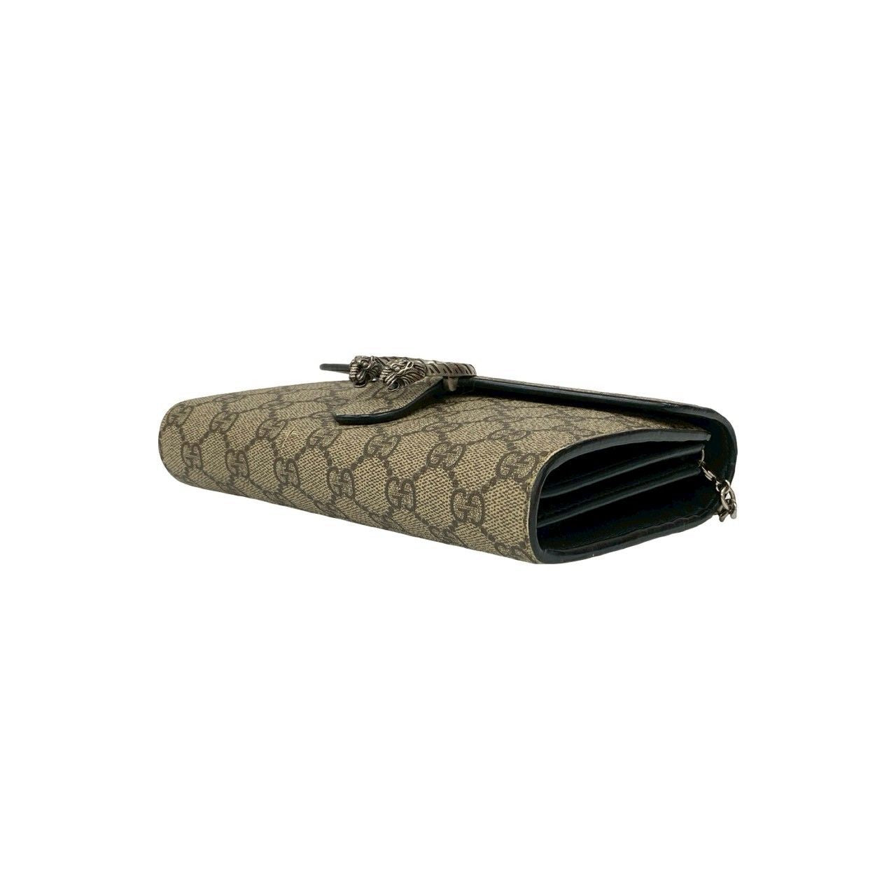 Gucci Dionysus GG Supreme Leather Chain Shoulder Bag Wallet Pochette Brown — view 8