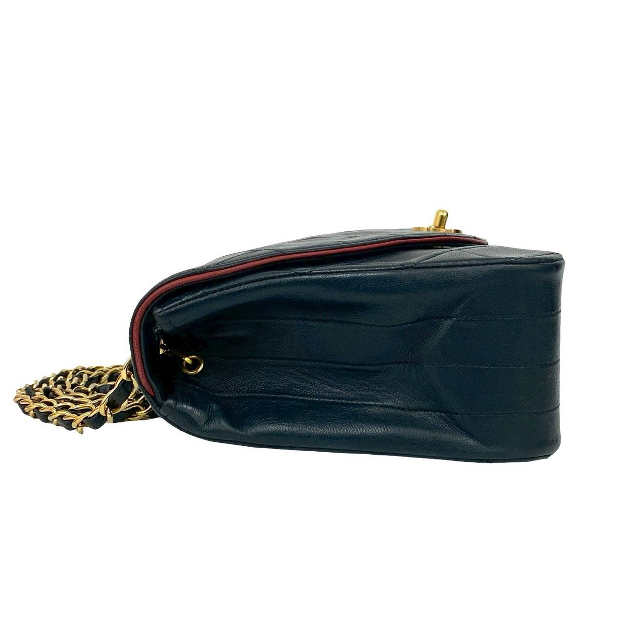 Chanel Quilted CC Logo Lambskin Shoulder Bag Navy Red Bicolor — view 5
