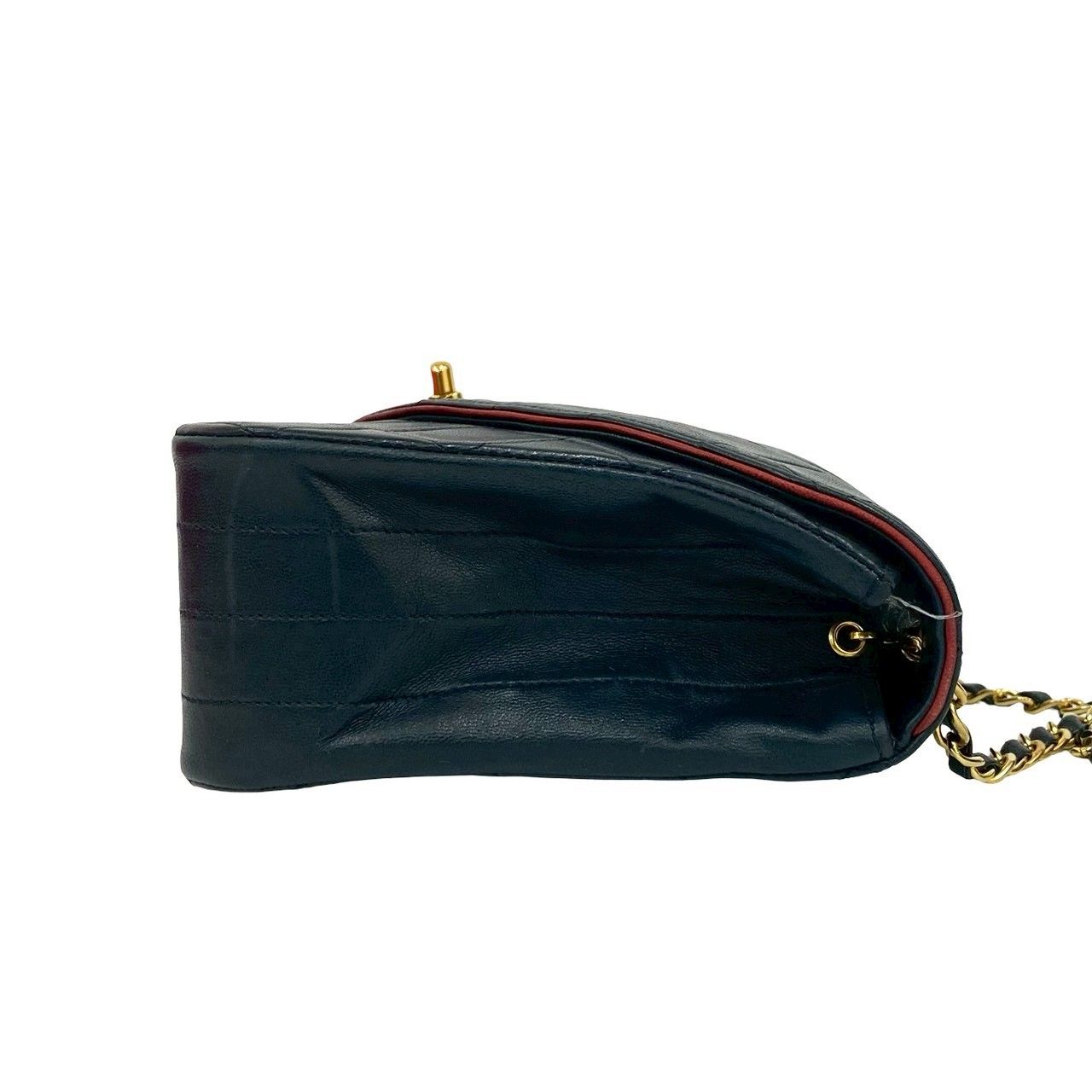 Chanel Quilted CC Logo Lambskin Shoulder Bag Navy Red Bicolor — view 6