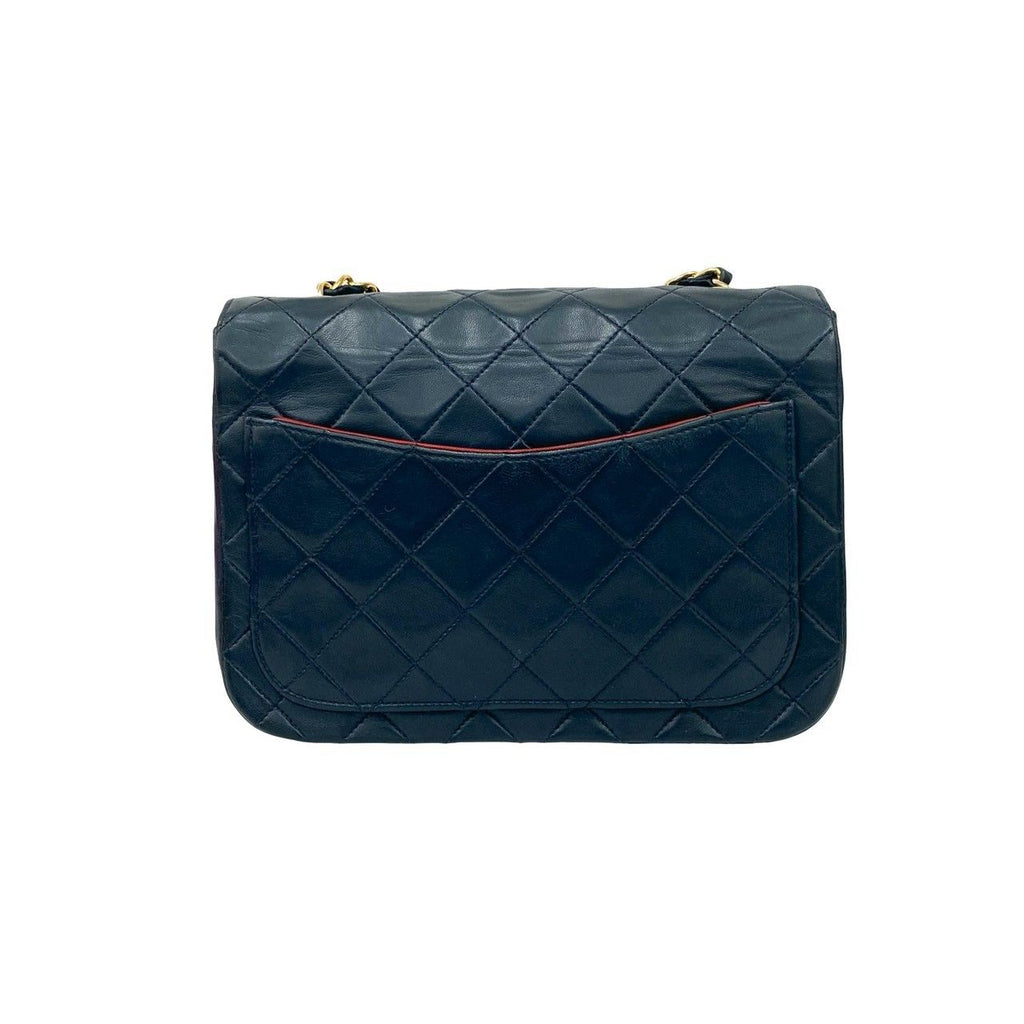 Chanel Quilted CC Logo Lambskin Shoulder Bag Navy Red Bicolor — view 3