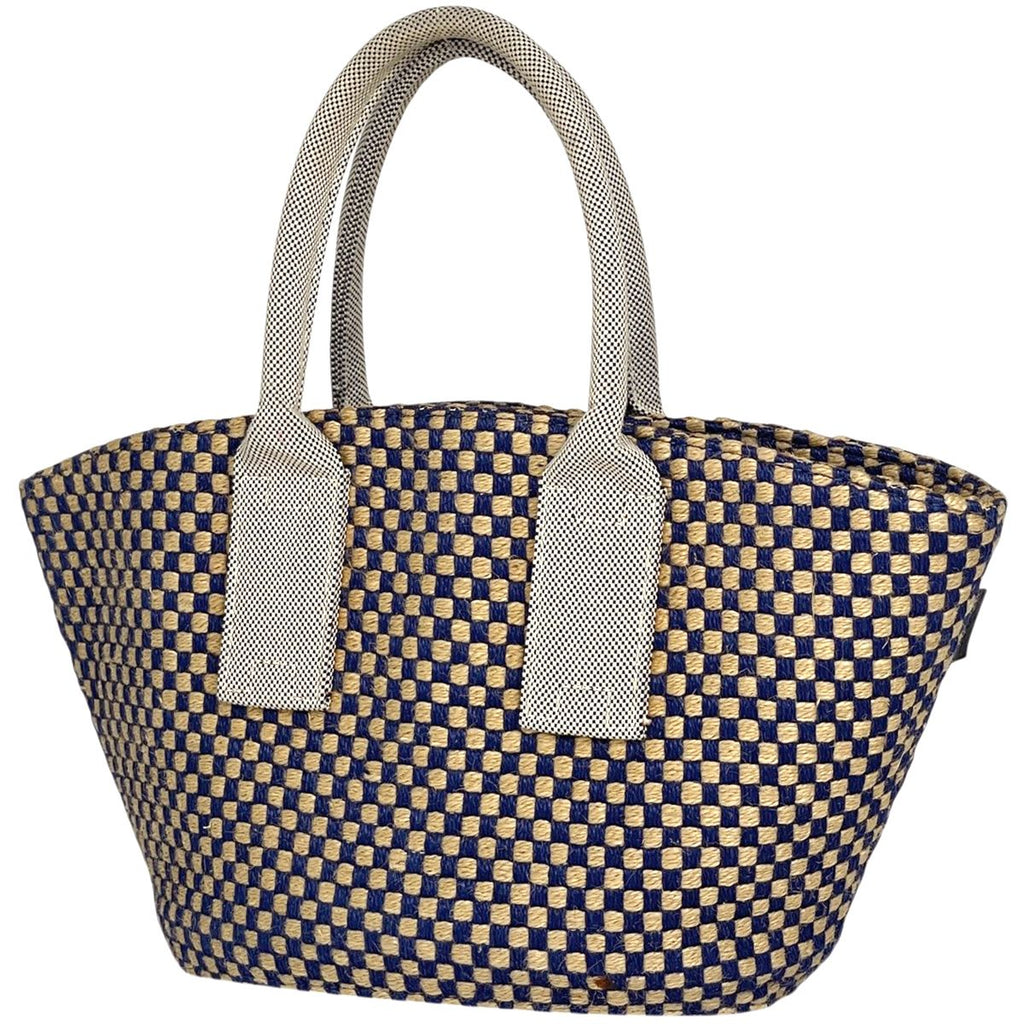 Hermes Pannier Bus PM Linen Blue Beige Tote