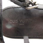Louis Vuitton Beach Sandals Thong Leather Belt Shoes 11 Black — view 6