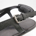 Louis Vuitton Beach Sandals Thong Leather Belt Shoes 11 Black — view 9