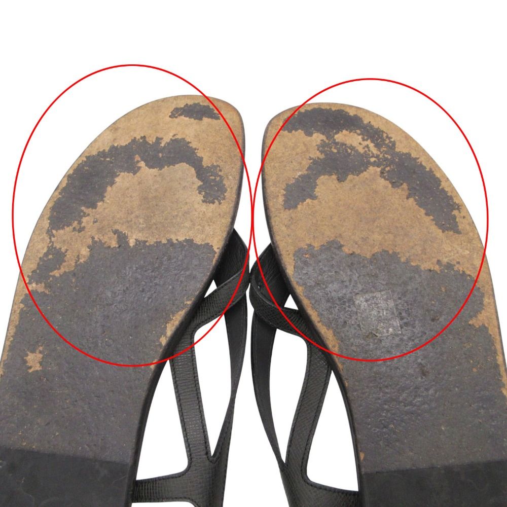 Louis Vuitton Beach Sandals Thong Leather Belt Shoes 11 Black — view 7