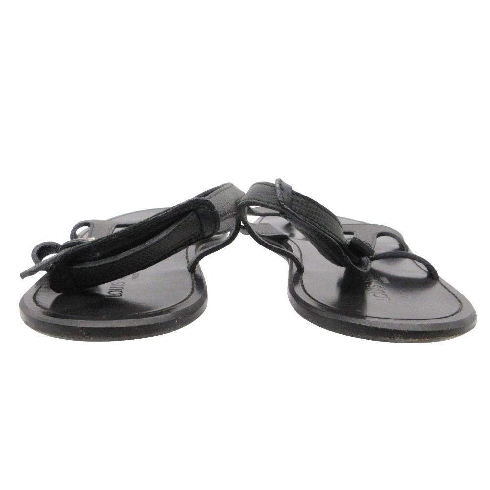 Louis Vuitton Beach Sandals Thong Leather Belt Shoes 11 Black — view 5