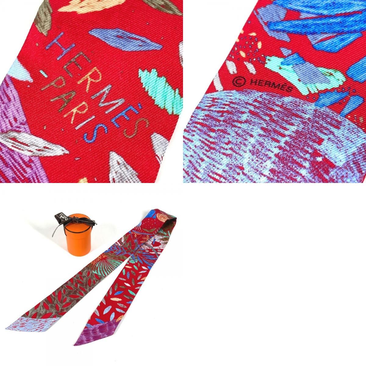 Hermes Scarf Twilly Tiri Silk Red — view 9