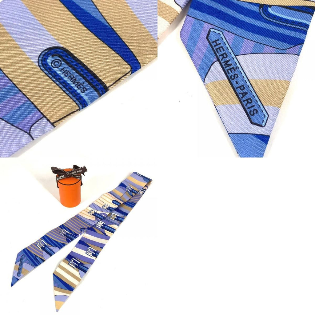 Hermes Scarf Twilly Tiri Silk Blue — view 9