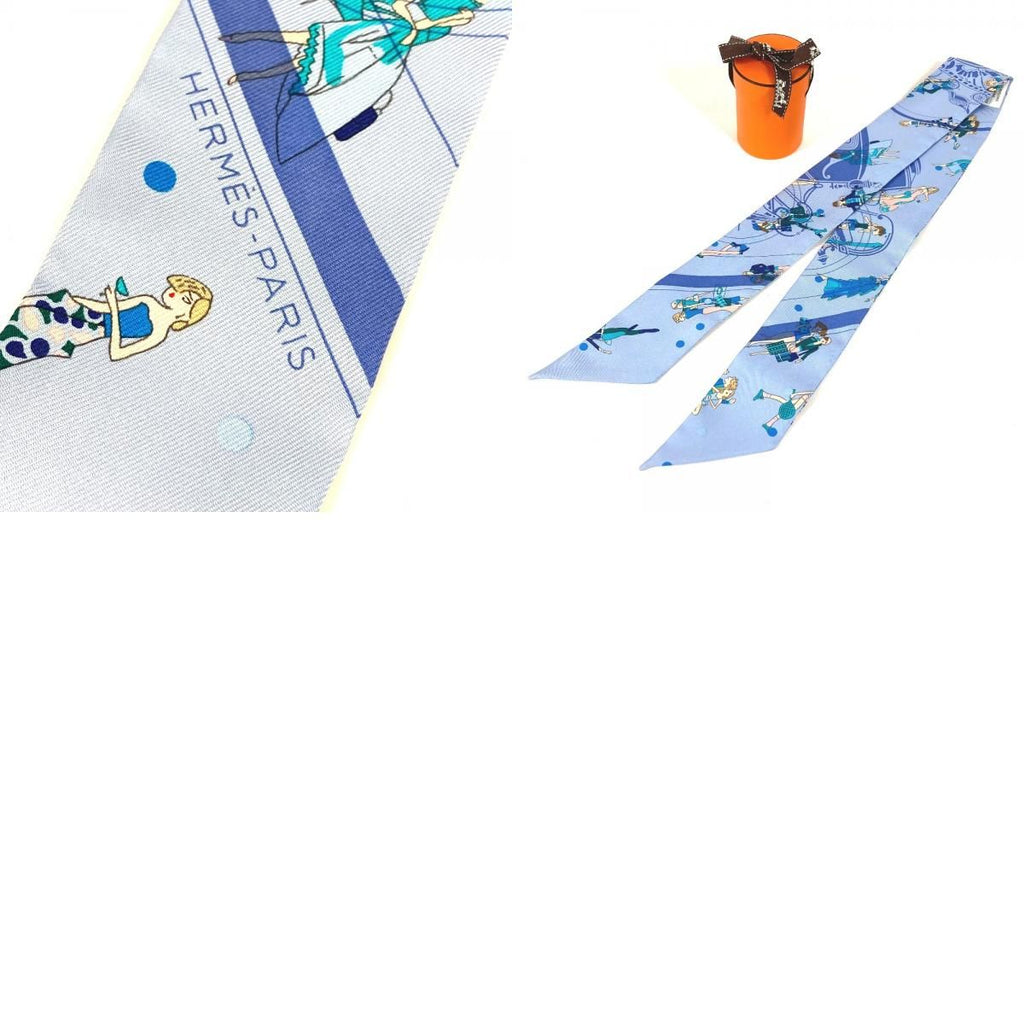 Hermes Scarf Twilly Silk Light Blue — view 9