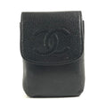Chanel Cigarette Case CC Logo Caviar Leather Black