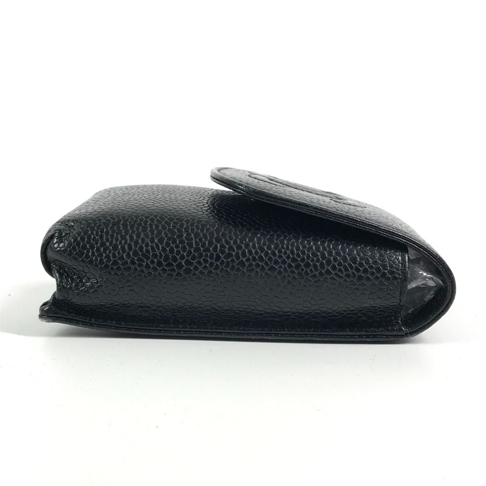 Chanel Cigarette Case CC Logo Caviar Leather Black — view 4