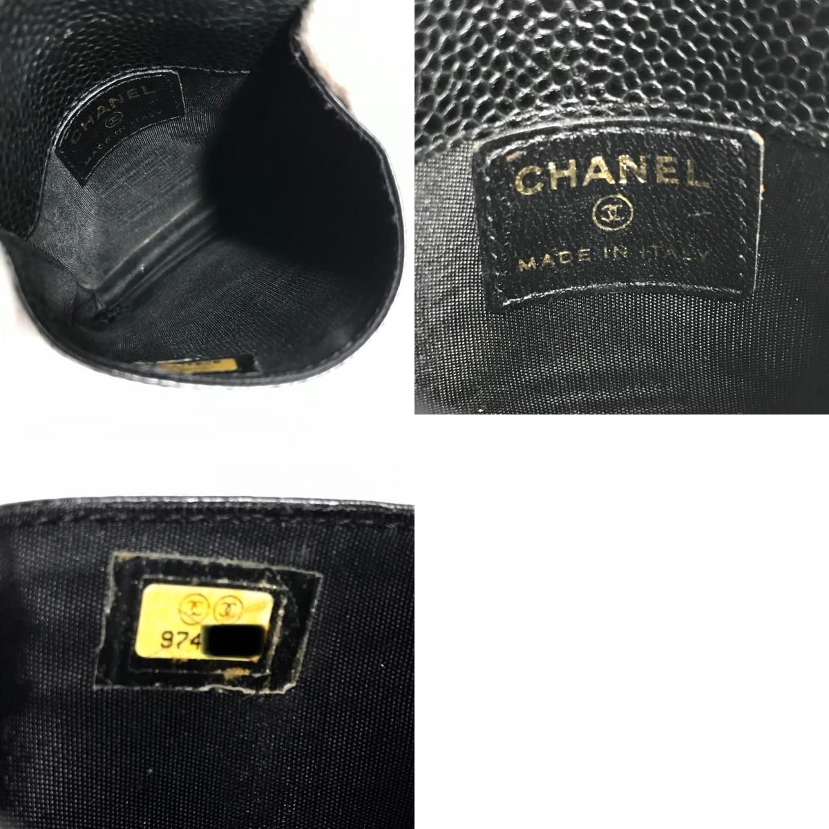 Chanel Cigarette Case CC Logo Caviar Leather Black — view 9
