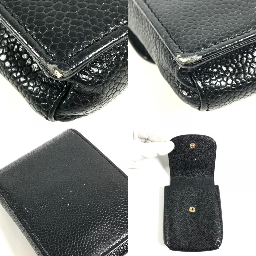 Chanel Cigarette Case CC Logo Caviar Leather Black — view 8