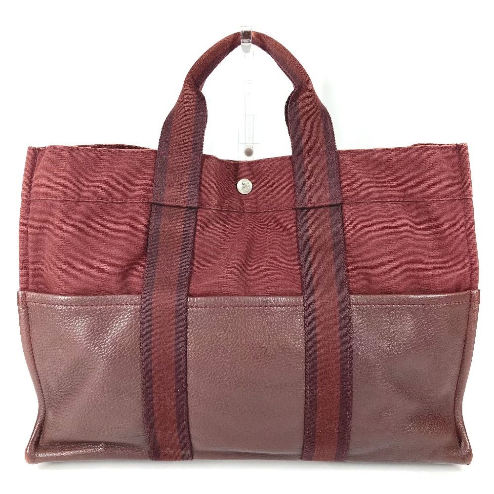Hermes Handbag Fourre Tout MM Cotton Wine Red — view 2