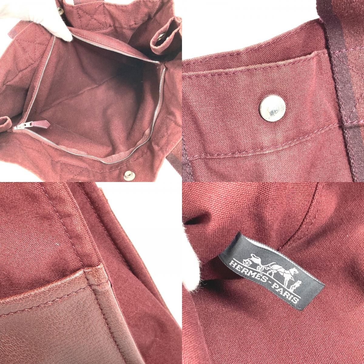 Hermes Handbag Fourre Tout MM Cotton Wine Red — view 8