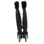 Louis Vuitton Boots Long Wedge Sole Fur Decoration Side Zip Shoes 36 Black — view 5