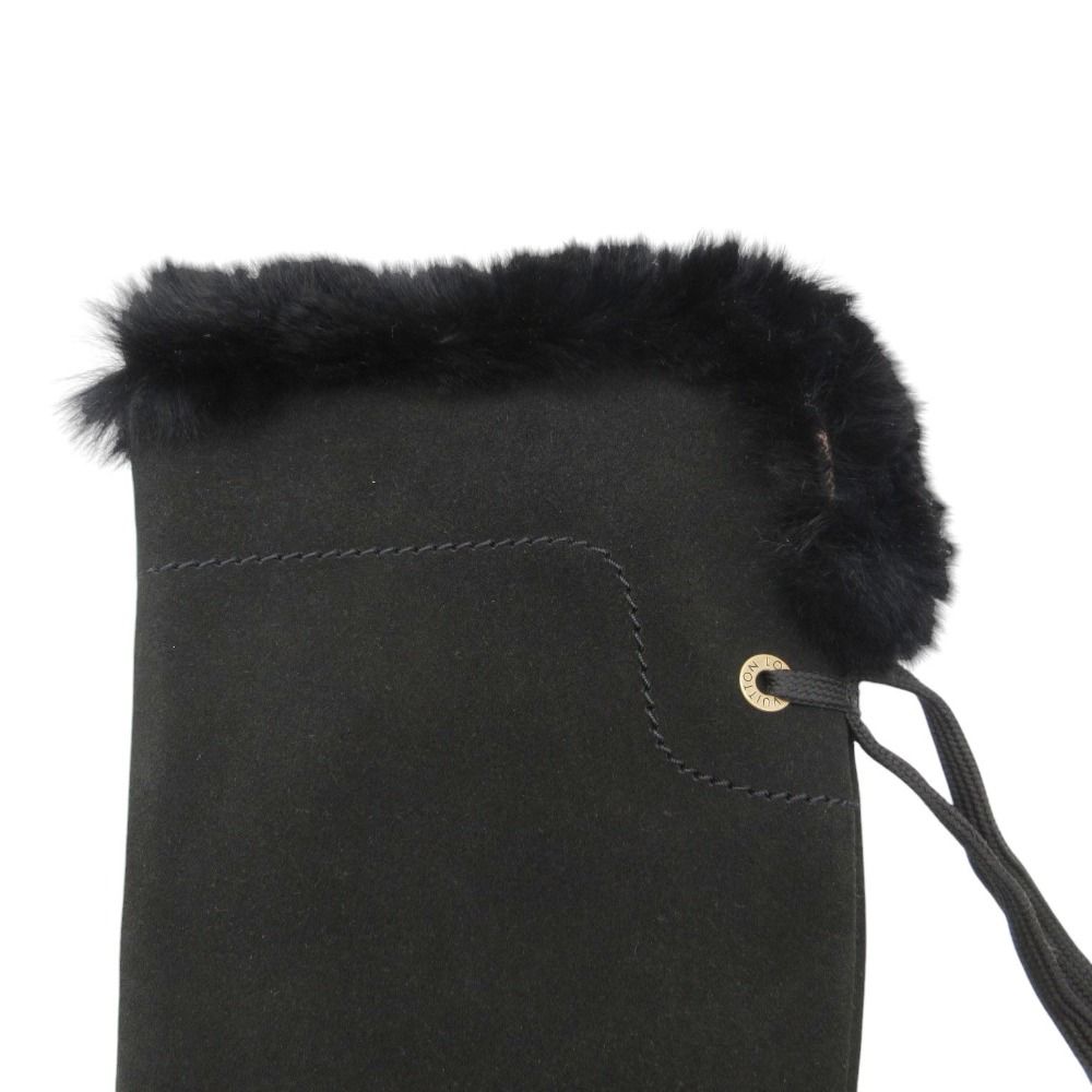 Louis Vuitton Boots Long Wedge Sole Fur Decoration Side Zip Shoes 36 Black — view 9