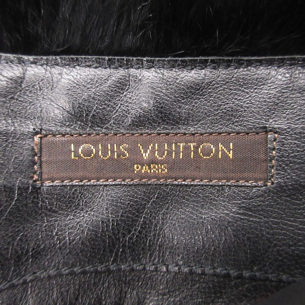 Louis Vuitton Boots Long Wedge Sole Fur Decoration Side Zip Shoes 36 Black — view 6