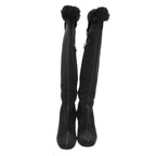 Louis Vuitton Boots Long Wedge Sole Fur Decoration Side Zip Shoes 36 Black — view 4