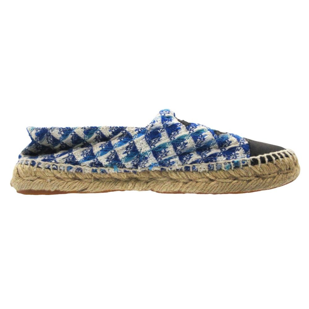 Chanel Sandals CC Logo Espadrilles Shoes Tweed Blue — view 5