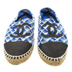Chanel Sandals CC Logo Espadrilles Shoes Tweed Blue — view 2