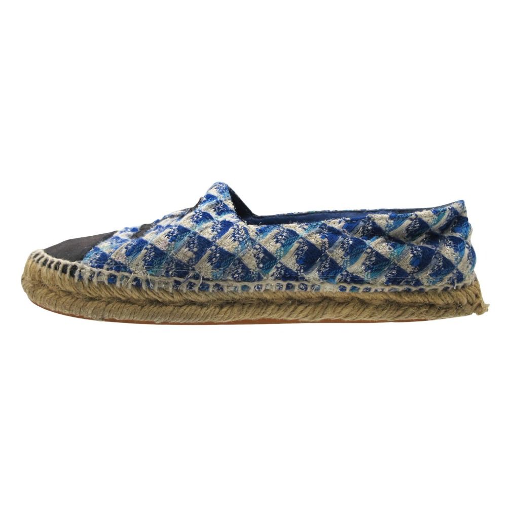 Chanel Sandals CC Logo Espadrilles Shoes Tweed Blue — view 4