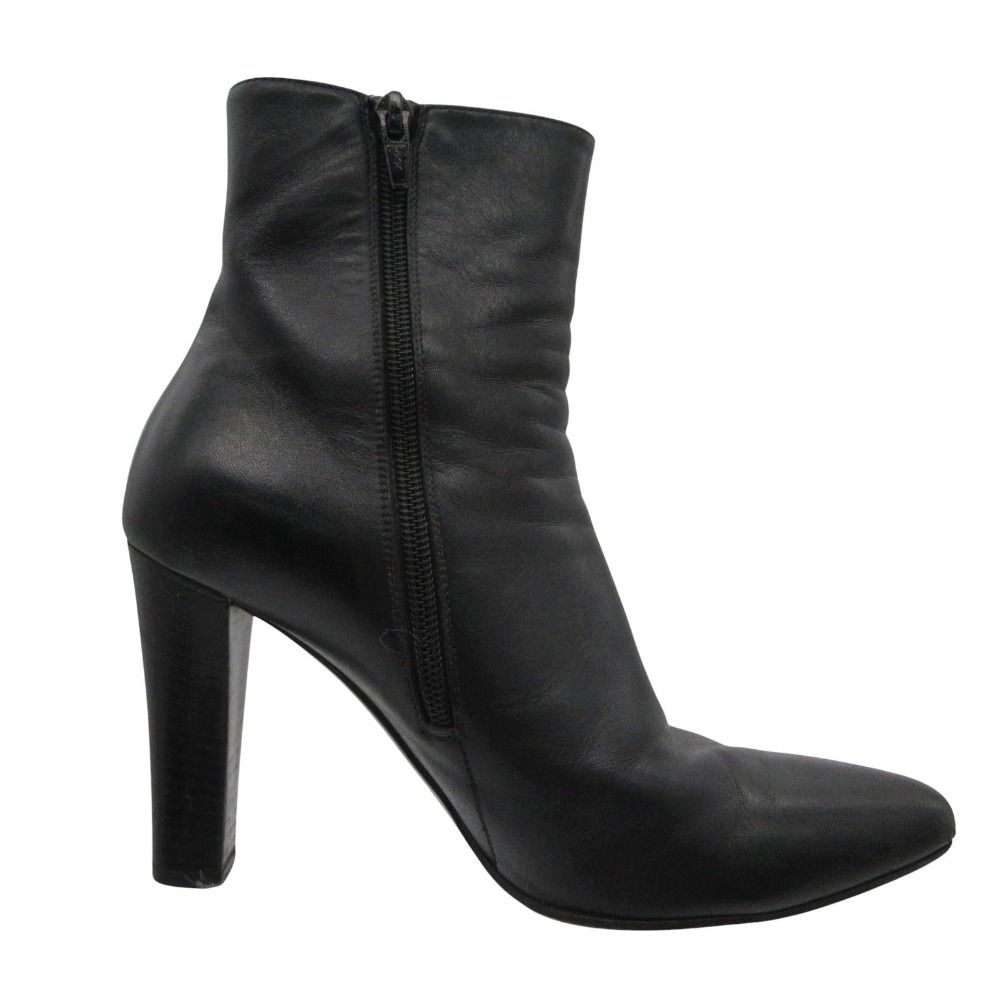 Saint Laurent Paris Boots Leather Side Zip Short Shoes Black — view 2