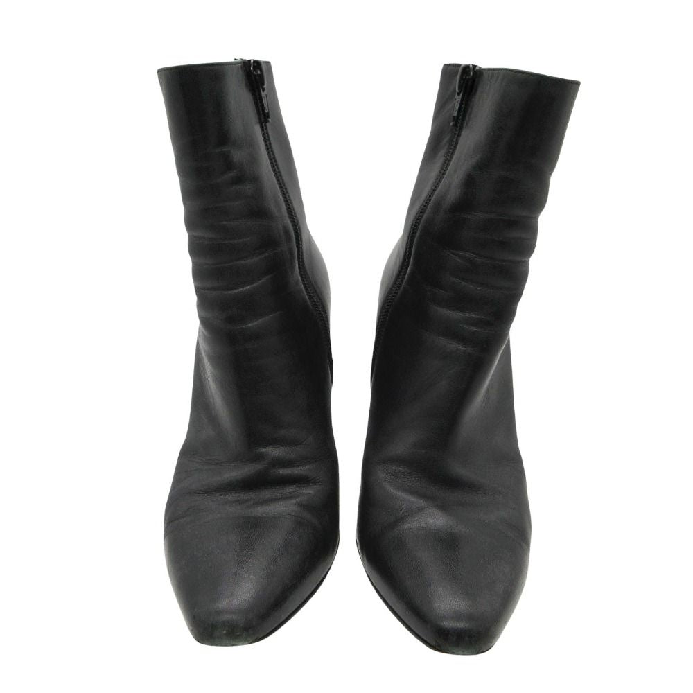 Saint Laurent Paris Boots Leather Side Zip Short Shoes Black — view 3