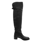 Gucci Boots Interlocking Embossed Leather Long Knee High Shoes Black — view 2