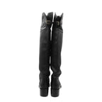 Gucci Boots Interlocking Embossed Leather Long Knee High Shoes Black — view 5