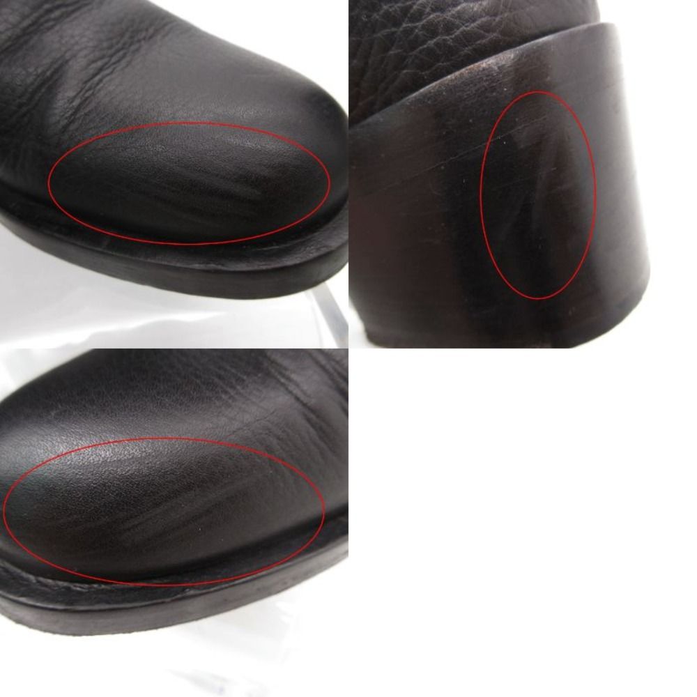 Gucci Boots Interlocking Embossed Leather Long Knee High Shoes Black — view 9