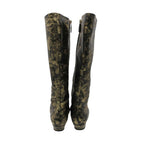 Chanel Boots CC Logo Low Heels Side Zip Long Shoes Gold — view 5