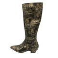 Chanel Boots CC Logo Low Heels Side Zip Long Shoes Gold