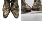 Chanel Boots CC Logo Low Heels Side Zip Long Shoes Gold — view 9