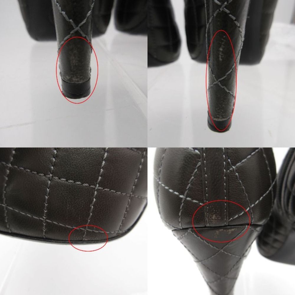 Chanel Boots CC Logo Quilted Ankle Booties Short Shoes Side Zip Gray — view 8
