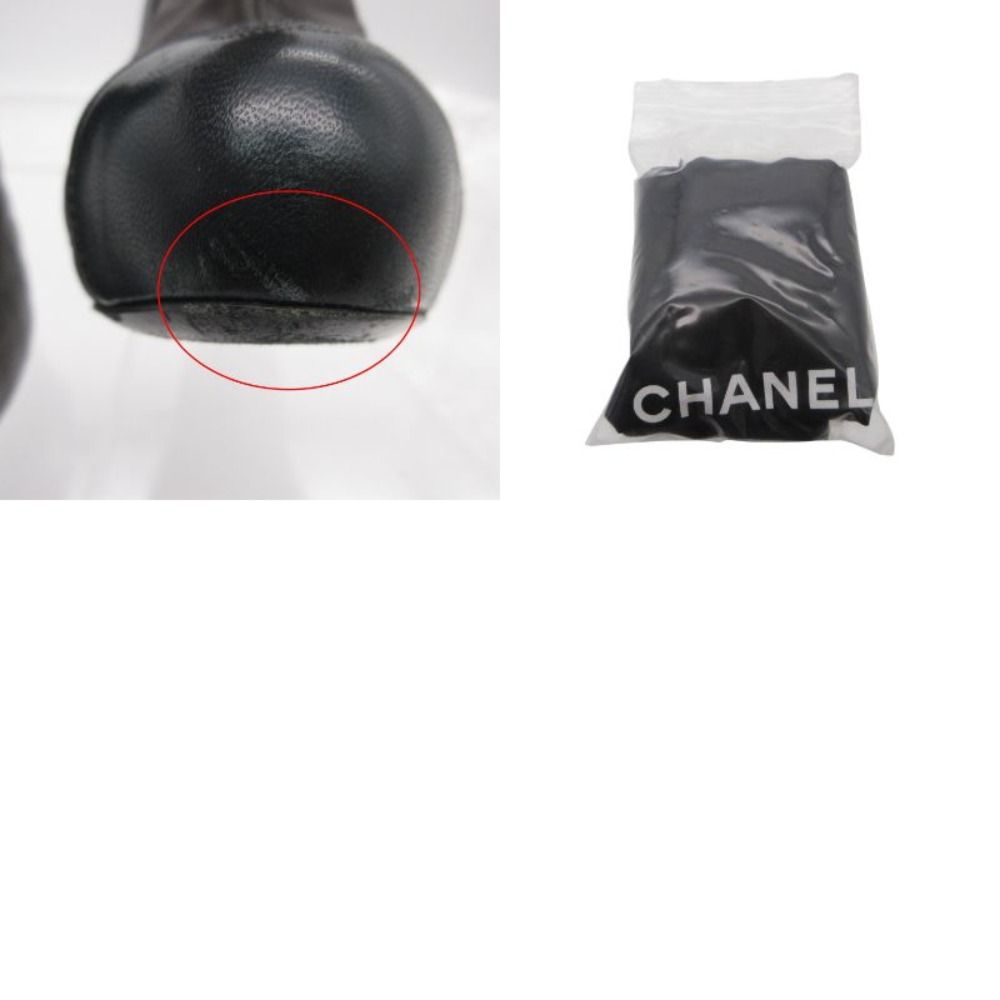 Chanel Boots CC Logo Quilted Ankle Booties Short Shoes Side Zip Gray — view 9