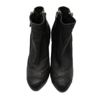 Chanel Boots CC Logo Quilted Ankle Booties Short Shoes Side Zip Gray — view 4
