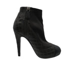 Chanel Boots CC Logo Quilted Ankle Booties Short Shoes Side Zip Gray — view 2