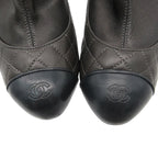 Chanel Boots CC Logo Quilted Ankle Booties Short Shoes Side Zip Gray — view 7