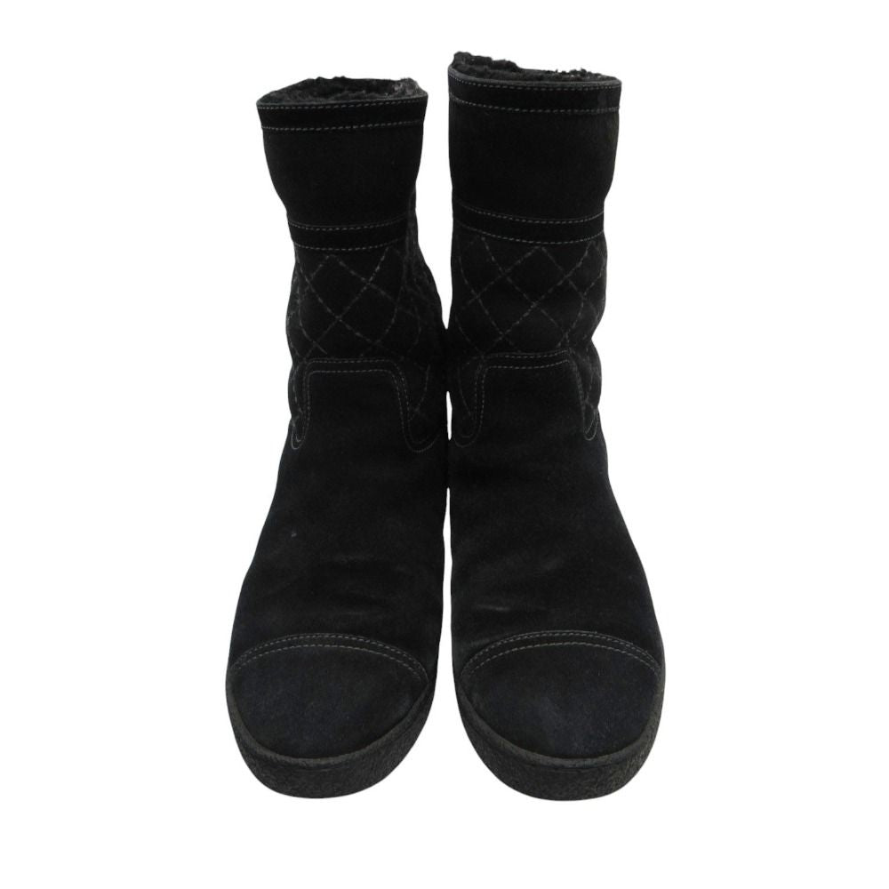 Chanel Boots CC Logo Quilted Shearling Boa Black — view 4