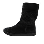 Chanel Boots CC Logo Quilted Shearling Boa Black