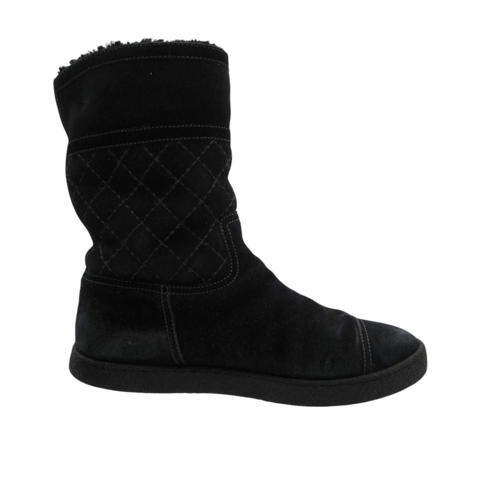 Chanel Boots CC Logo Quilted Shearling Boa Black — view 2