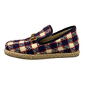 Gucci Flat Shoes 37 Horsebit Tweed Navy White Multi