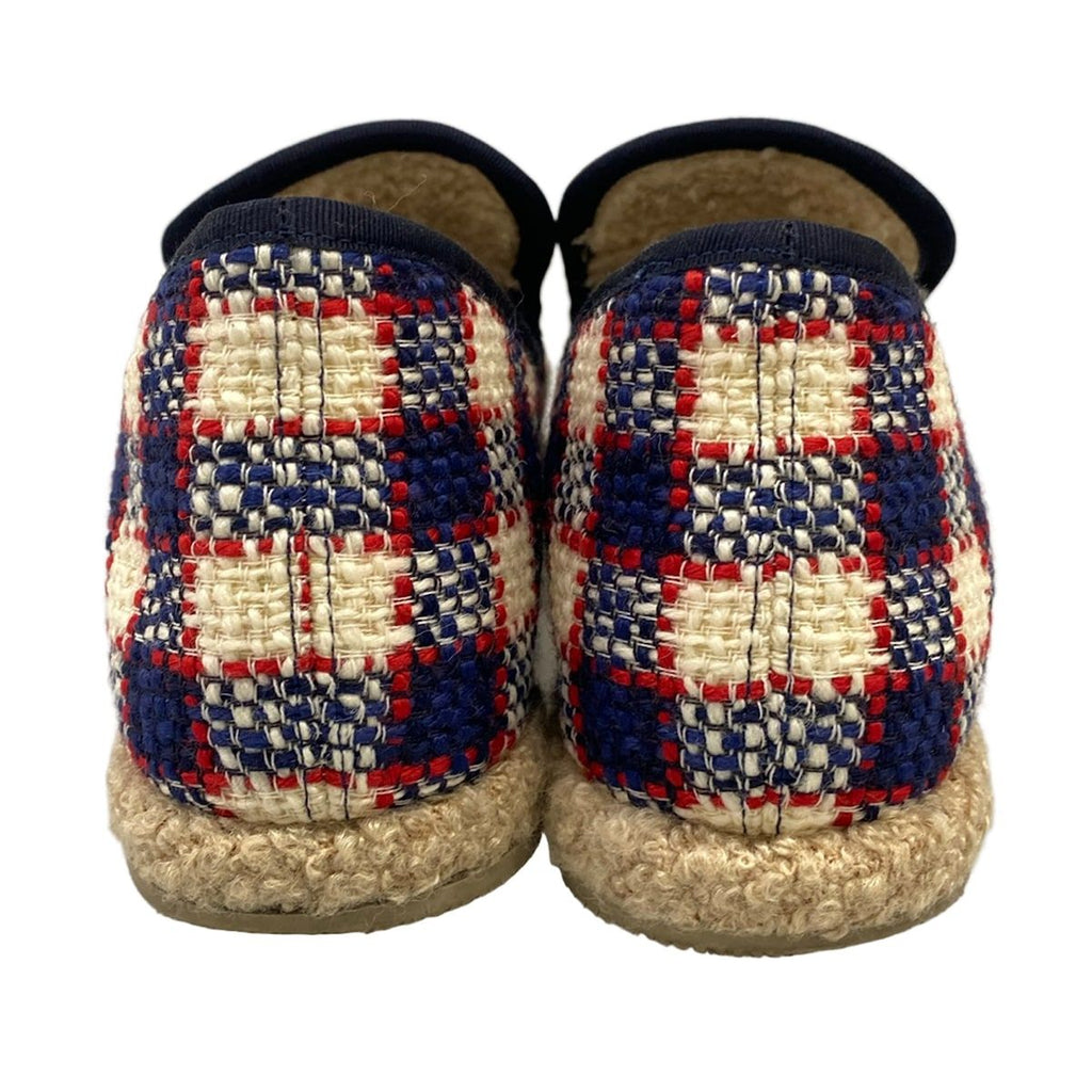Gucci Flat Shoes 37 Horsebit Tweed Navy White Multi — view 3