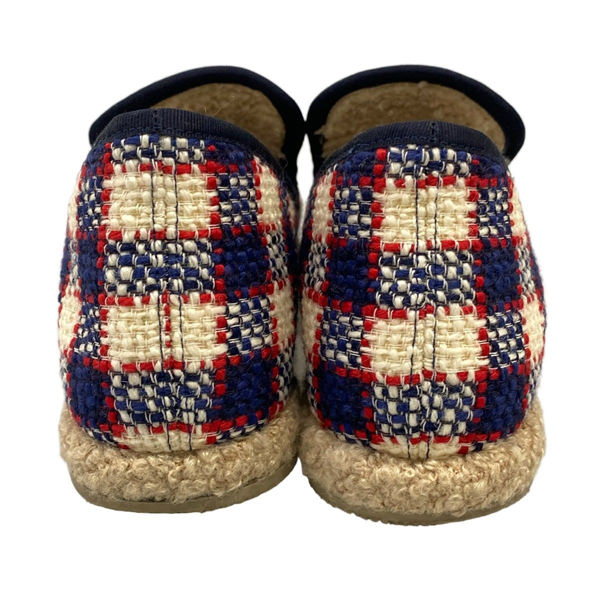 Gucci Flat Shoes 37 Horsebit Tweed Navy White Multi — view 3