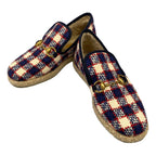 Gucci Flat Shoes 37 Horsebit Tweed Navy White Multi — view 2